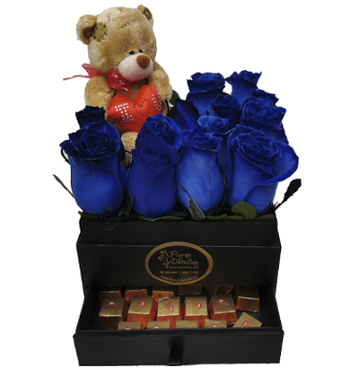 Box con 12 Rosas Azules